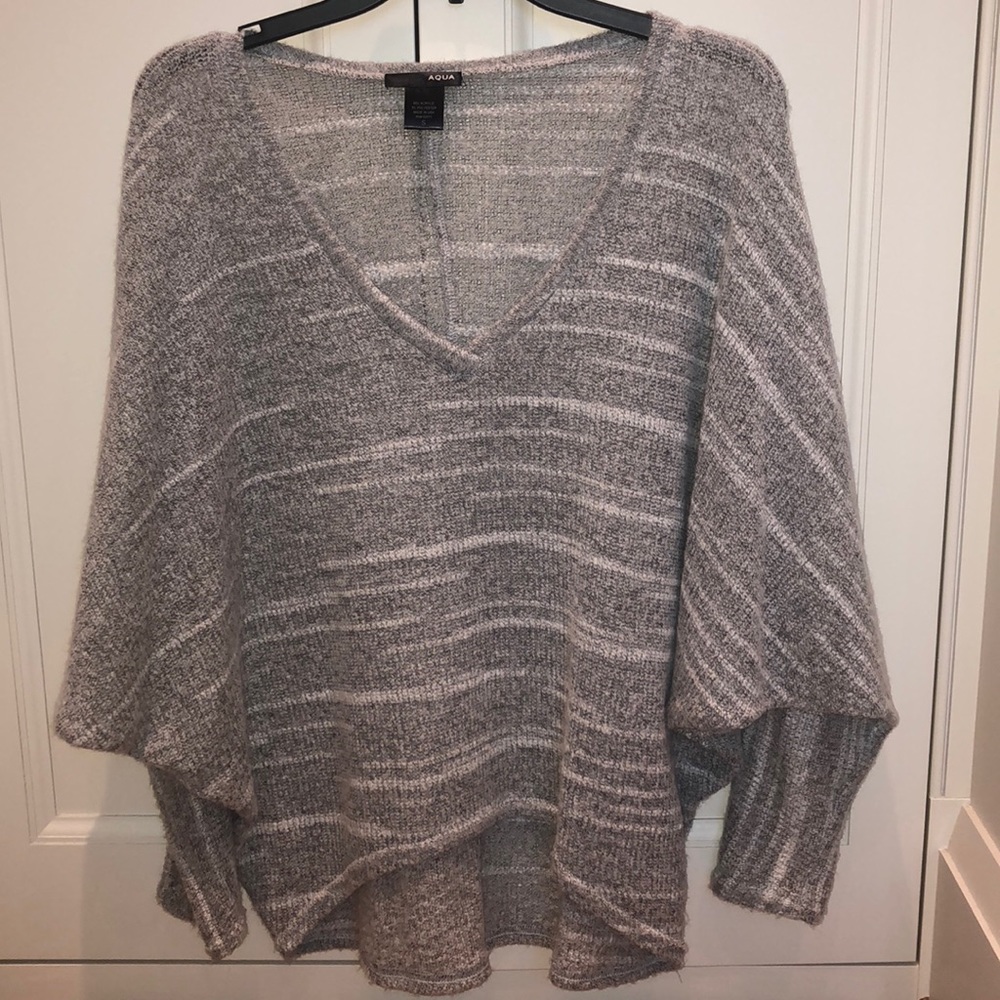 “Aqua” gray/white sweater from Bloomingdales